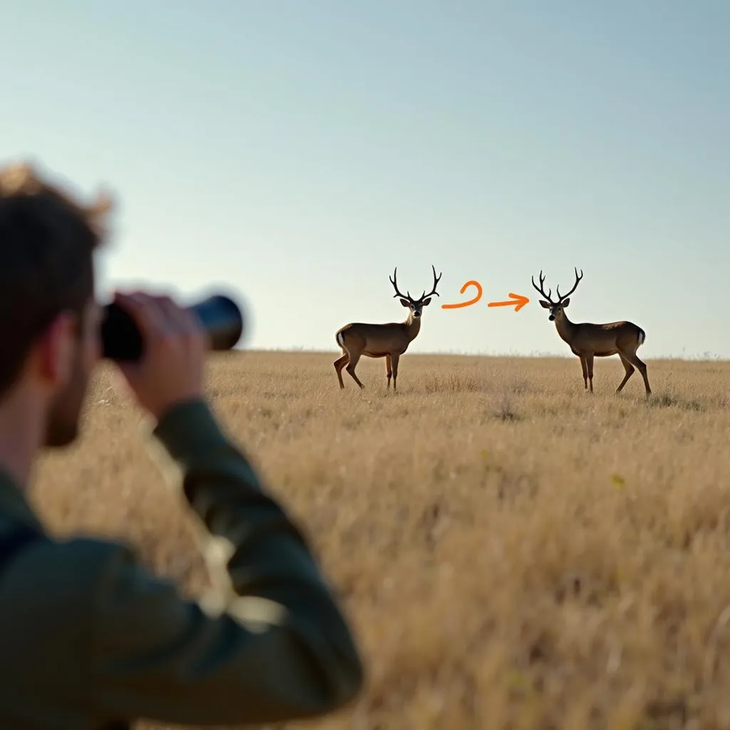 Observing deer with wind direction