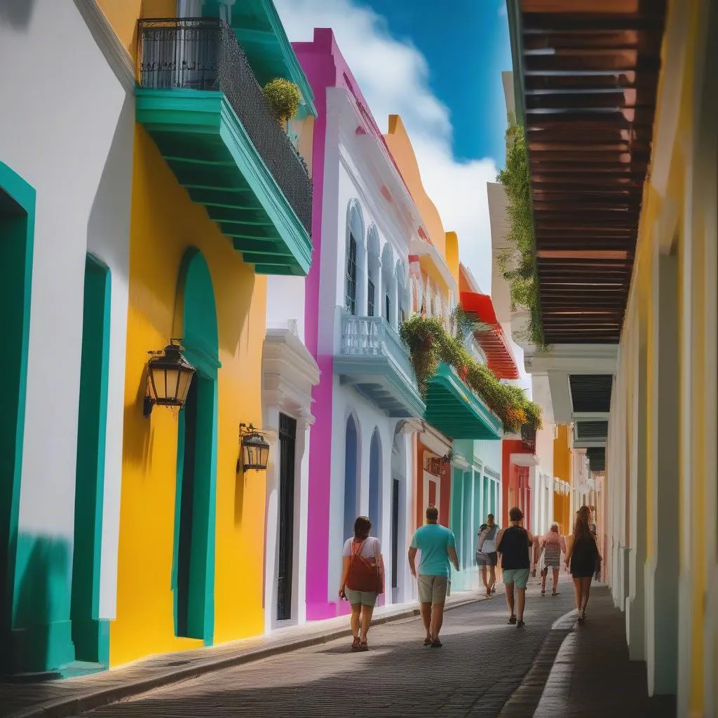 Tourists exploring Old San Juan