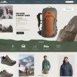 Screenshots of popular online retailer websites for hiking gear