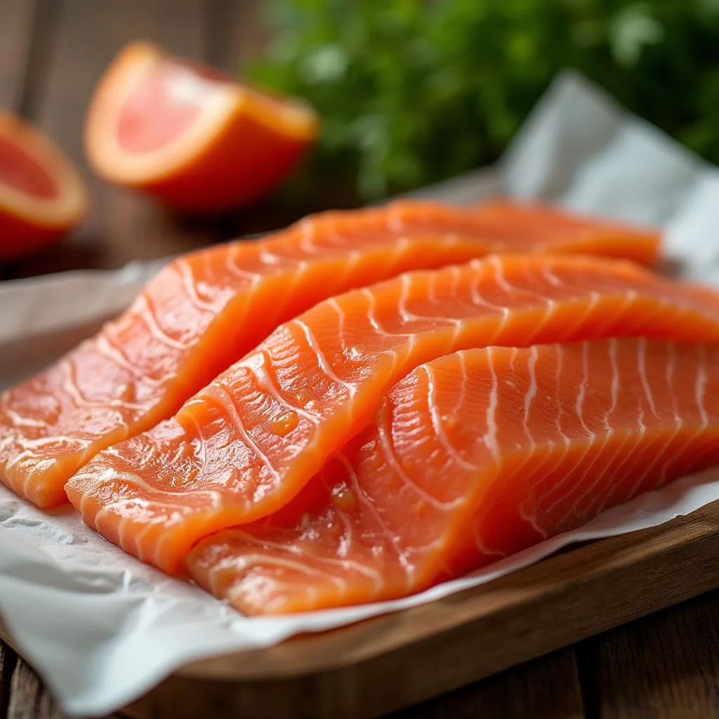  Fresh salmon skin packaged for delivery