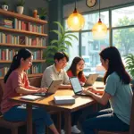 Students browsing online marketplaces for textbooks in Hanoi