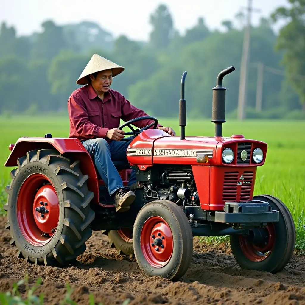 Person operating an Iseki tractor in a field