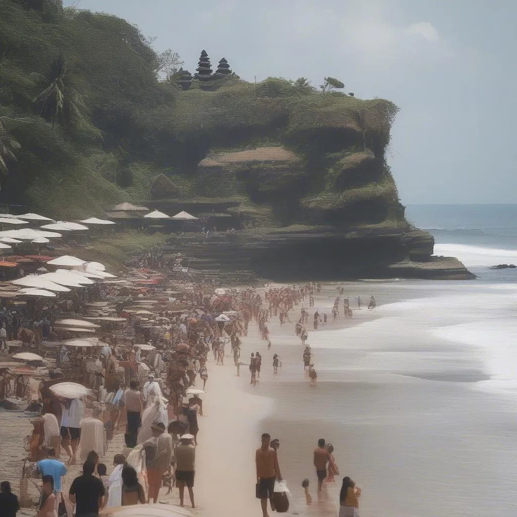 Overcrowded beach in Bali