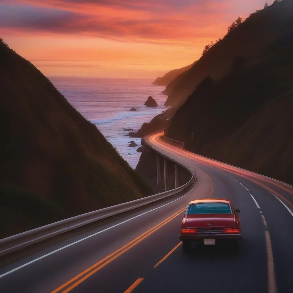 Sunset on Pacific Coast Highway