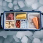 Cooler packed with ice and food