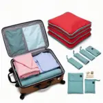 Packing cubes neatly organizing clothes in a suitcase