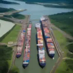 Ships passing through the Panama Canal