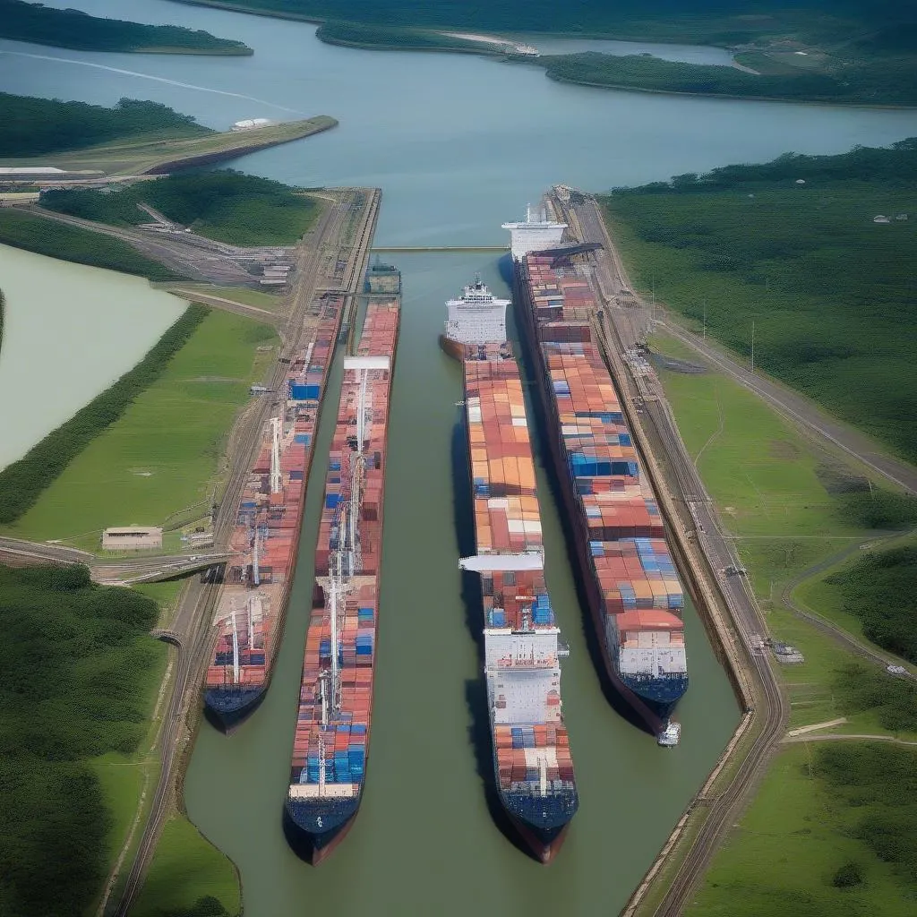 Ships passing through the Panama Canal