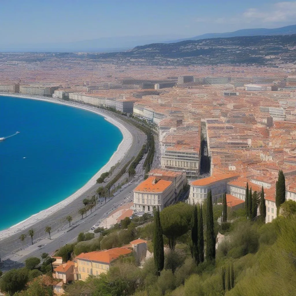 Panoramic view of Nice from Colline du Château