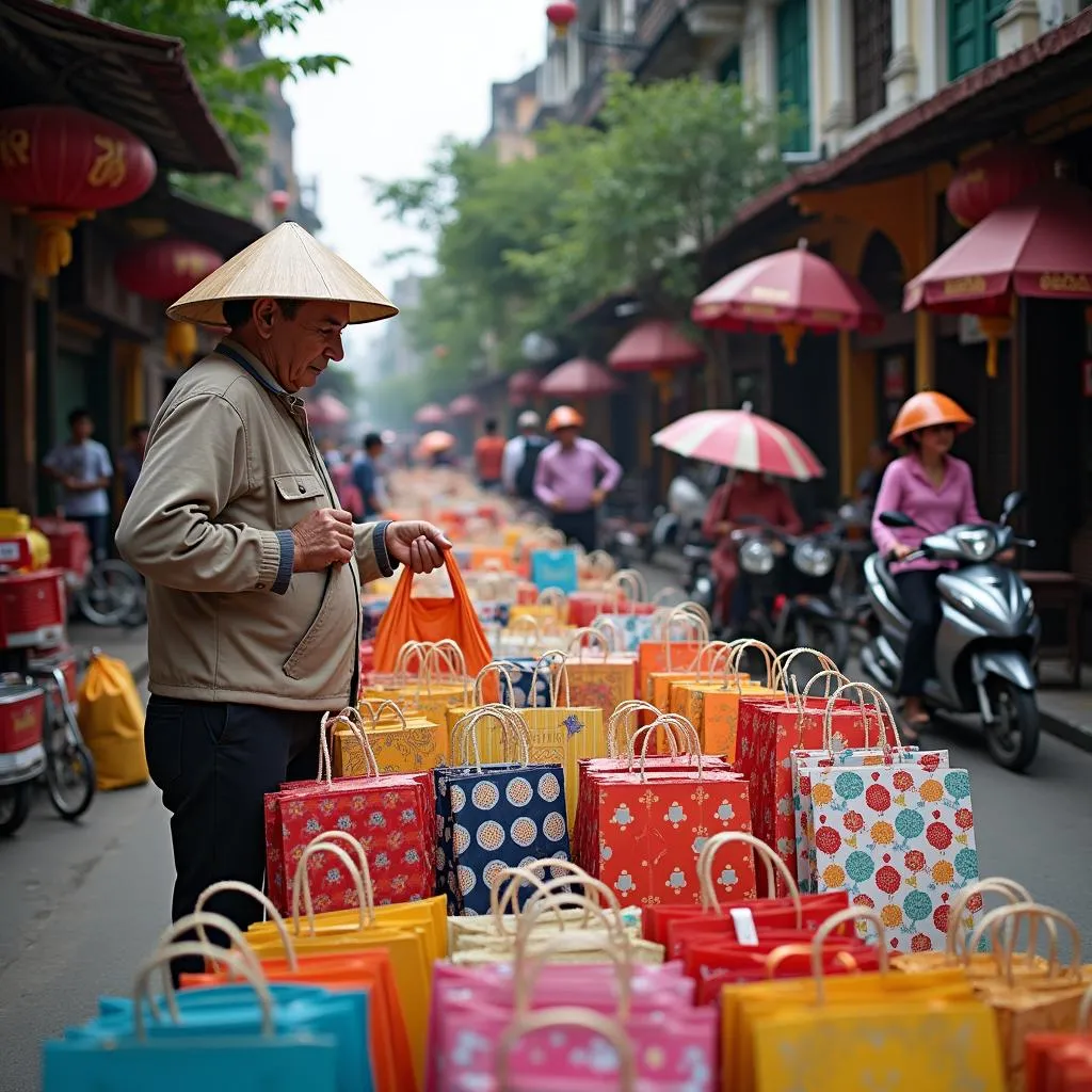 Paper Bag Vendors in Hanoi's Old Quarter