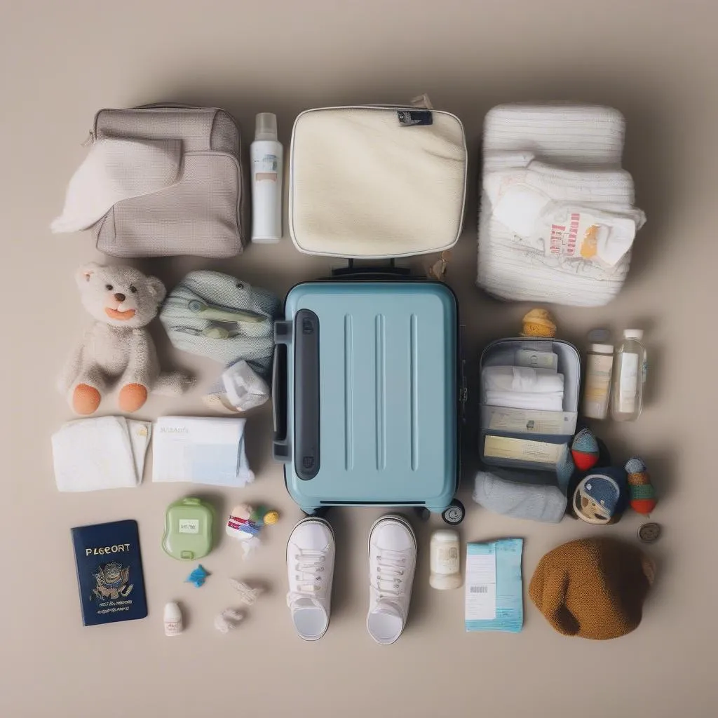 Parents packing for newborn travel