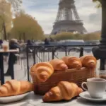 Croissant and coffee in a Parisian cafe