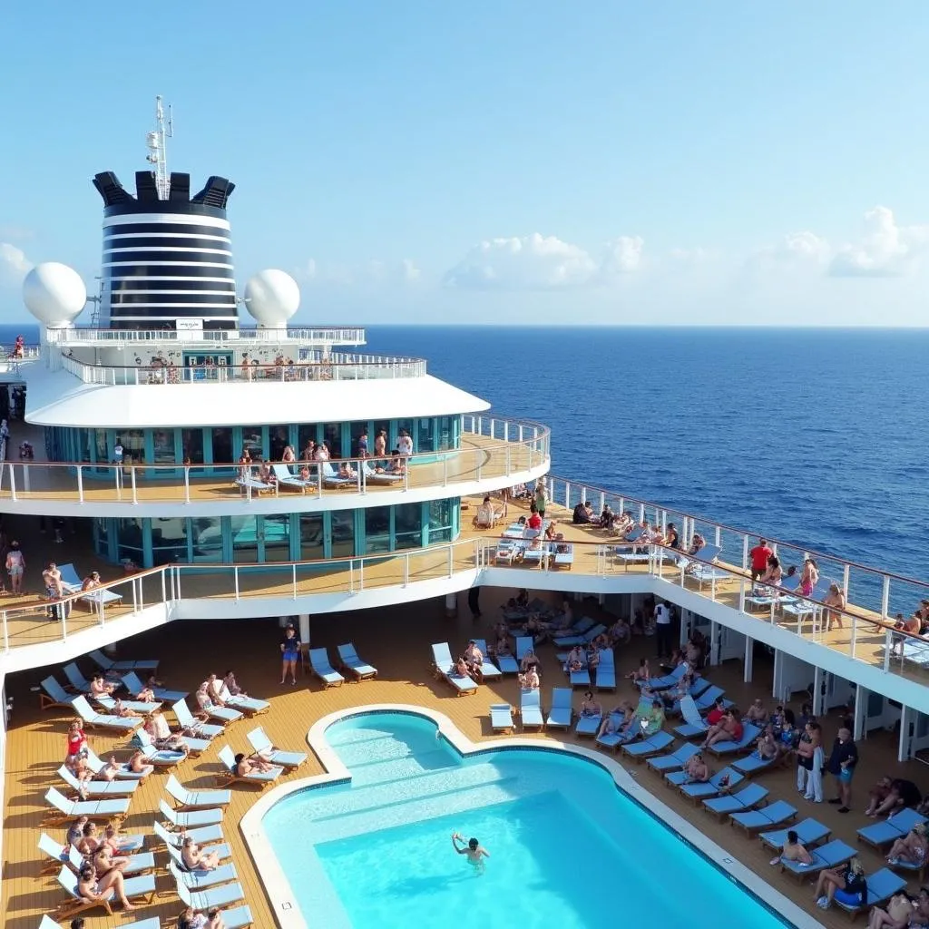 Passengers Relaxing on Cruise Ship Deck