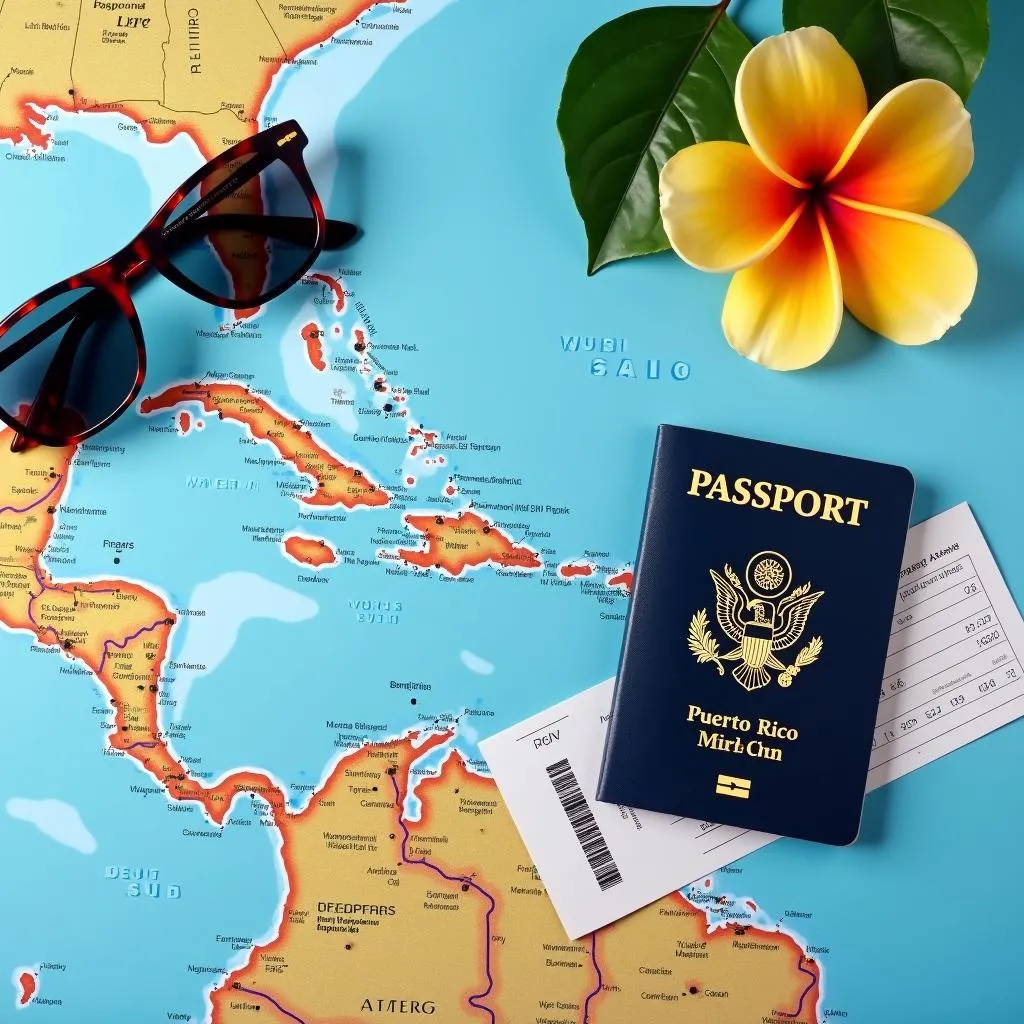 A passport and boarding pass lying on a map