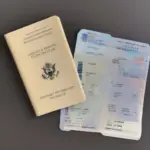 Passport and plane tickets on a table