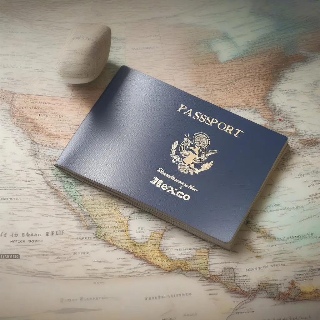 Passport Book and Card on Map