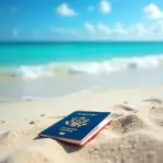 Open Passport on Beach