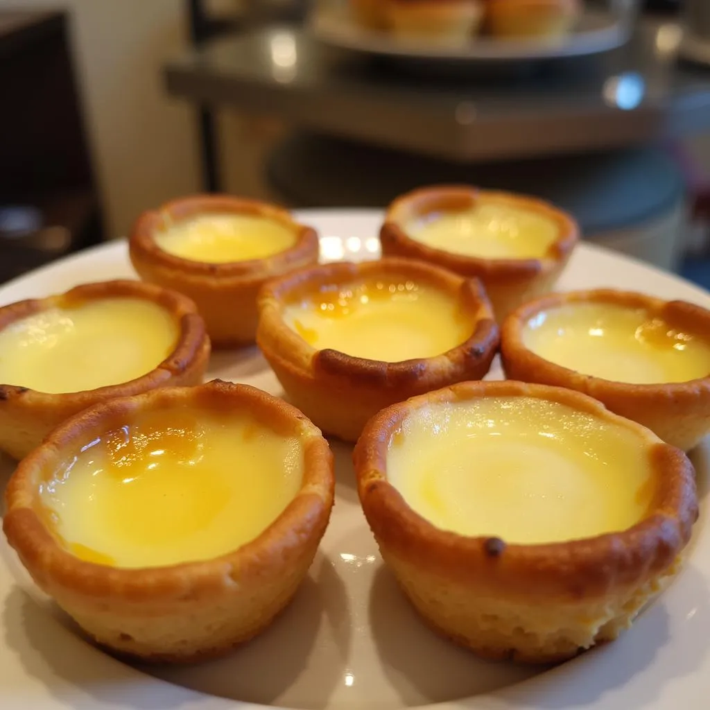 Traditional Portuguese custard tarts in Lisbon