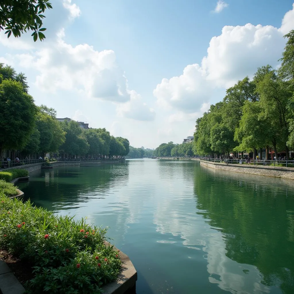 A serene view of Hoan Kiem Lake in Hanoi