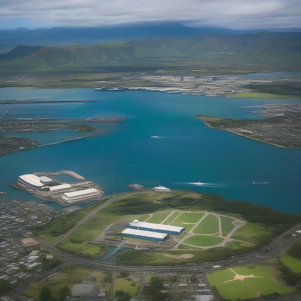 Aerial view of Pearl Harbor