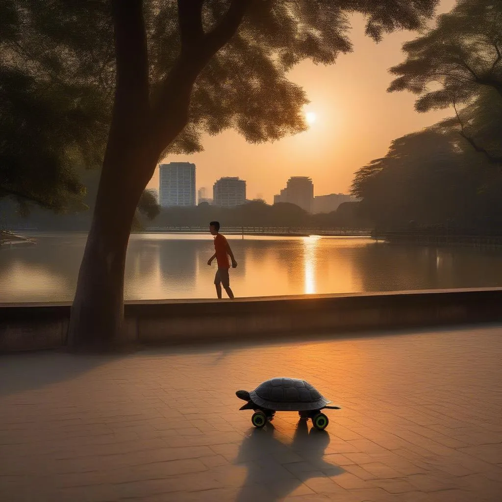 Penny Boarding Around Hoan Kiem Lake, Hanoi