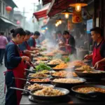 Vietnamese street food and cuisine in ancient town of Phoenix