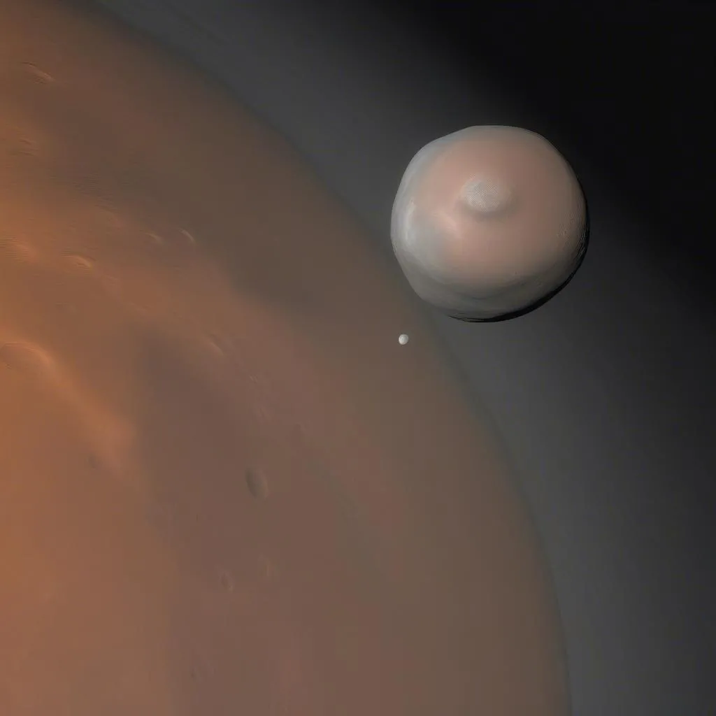 Phobos Orbiting Mars