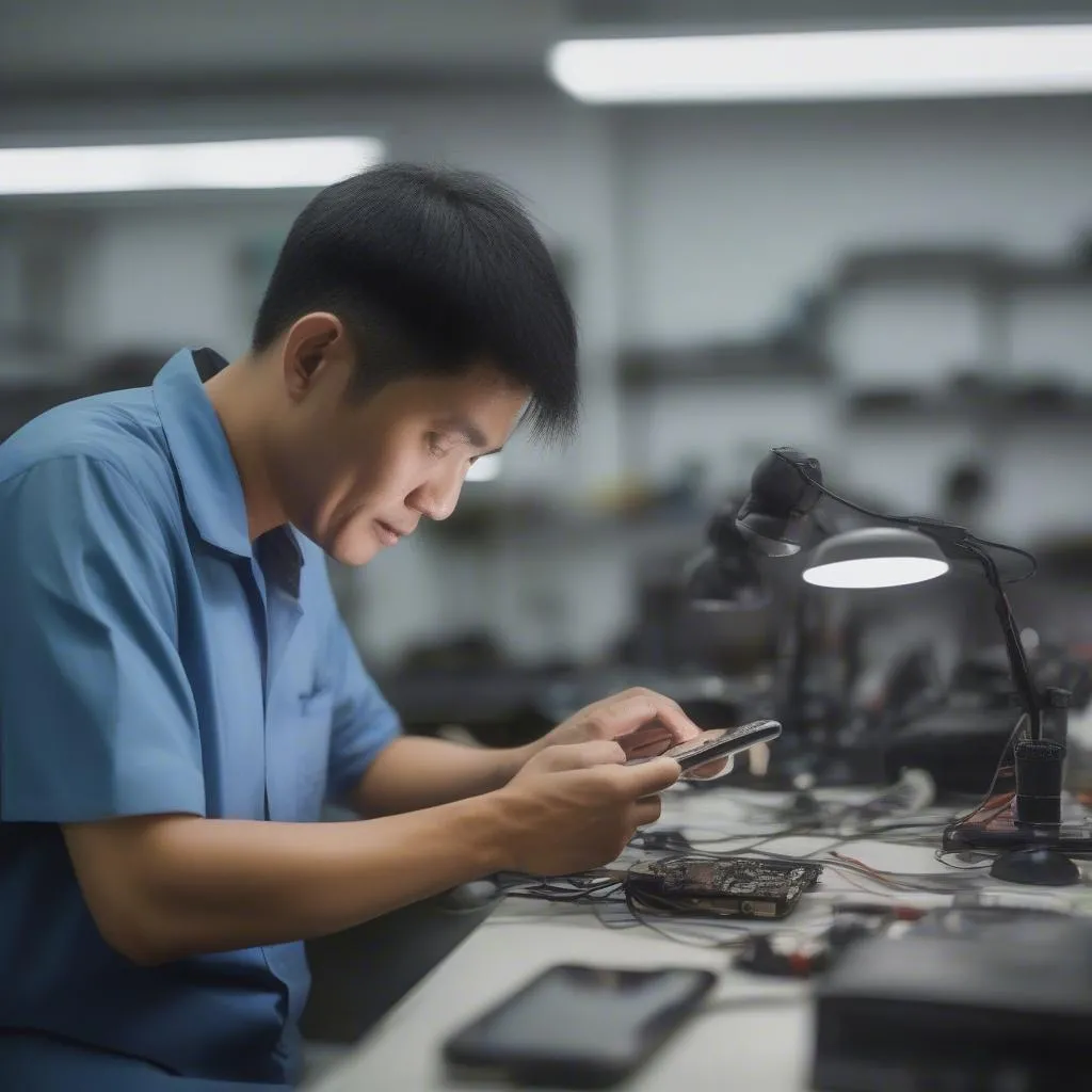 Phone repair shop in Hanoi