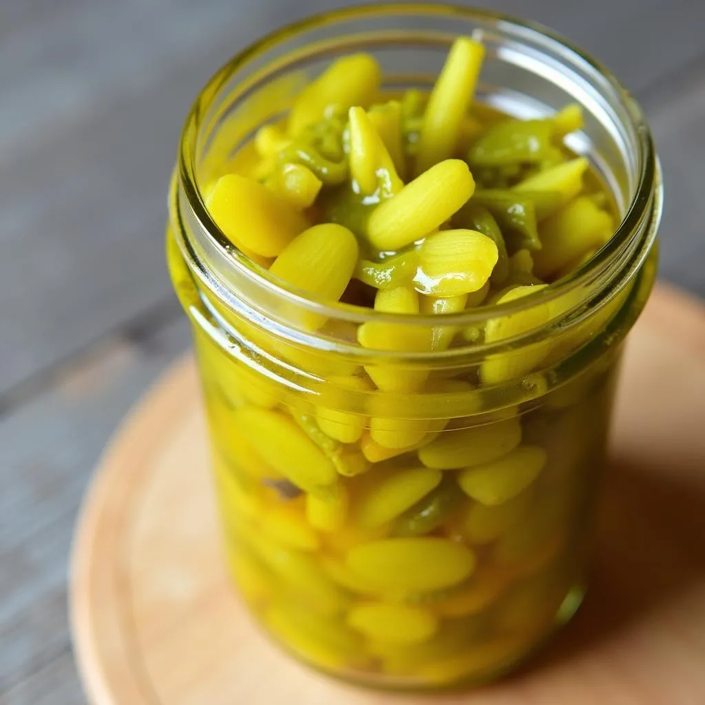 Pickled Mustard Greens in a Jar