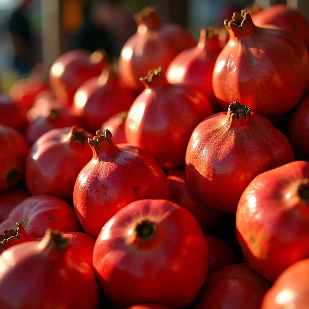 Fresh pomegranates at a local market in Hanoi