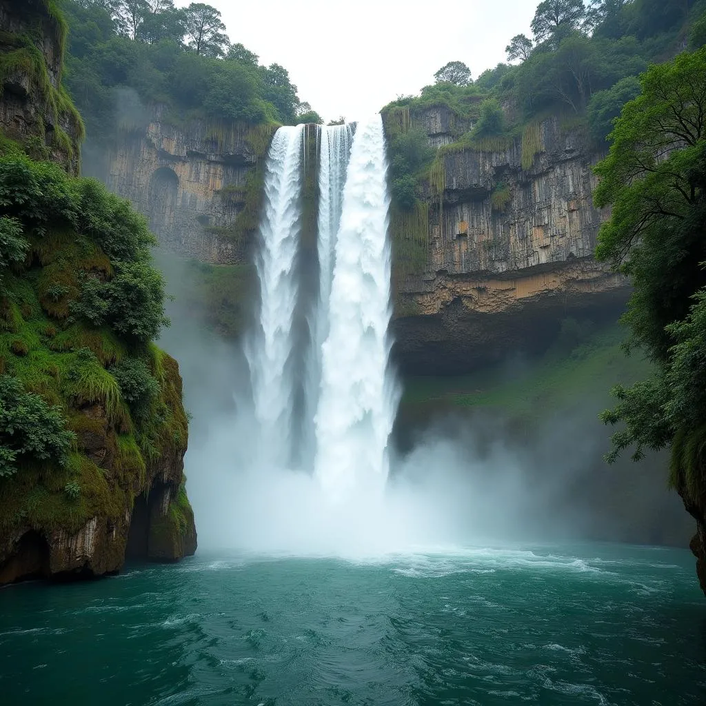 Pongour Waterfall cascading down tiers