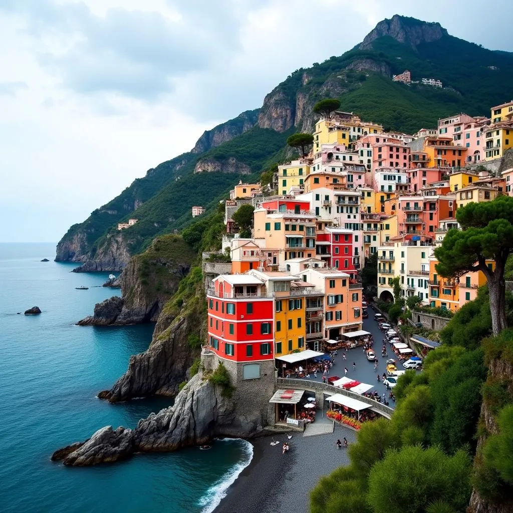 Positano village with colorful houses