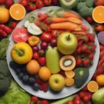 Plate of fruits and vegetables