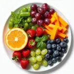 Colorful plate of fruits and vegetables for post-surgery recovery