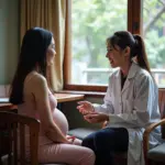 Pregnant Woman Consulting with Doctor in Hanoi