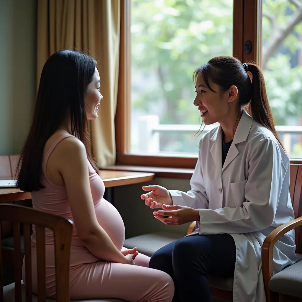 Pregnant Woman Consulting with Doctor in Hanoi