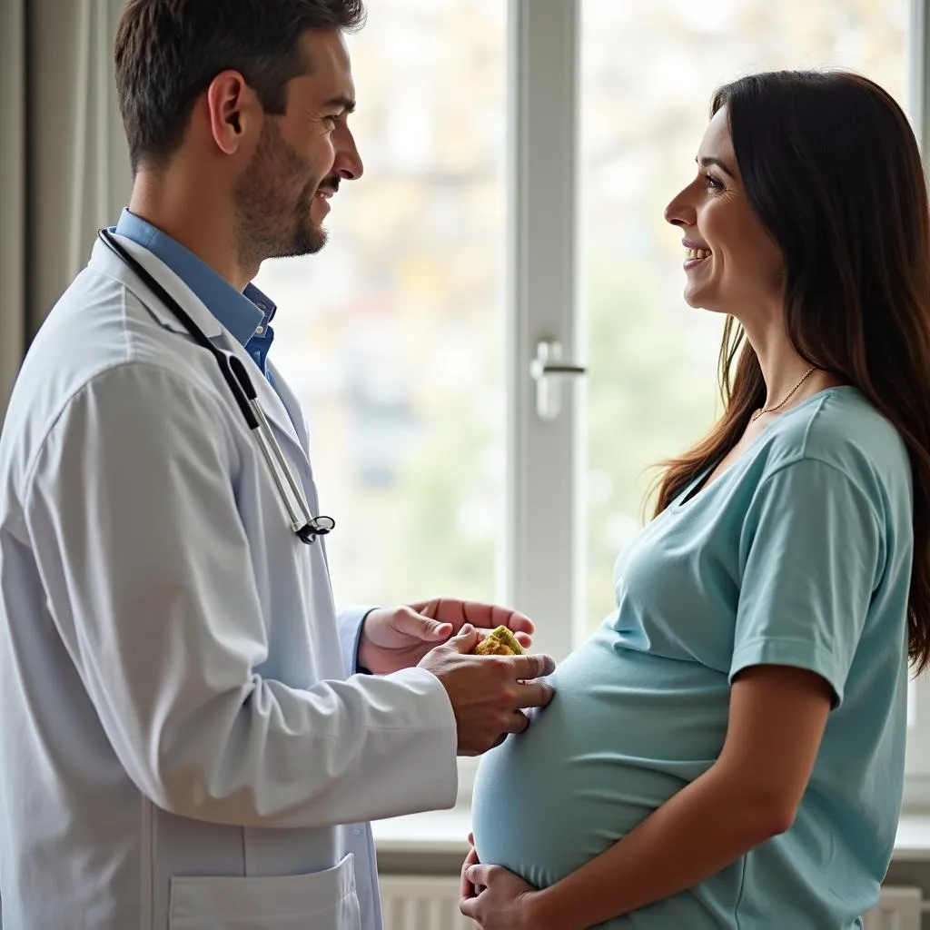 Pregnant Woman Discussing Diet with Doctor