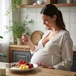 Pregnant Woman Eating a Healthy Breakfast