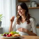 Pregnant Woman Enjoying a Healthy Meal