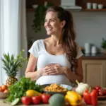 Pregnant Woman Eating Healthy Food