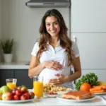 Pregnant Woman Enjoying Nutritious Meal