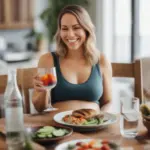 Pregnant woman enjoying a nutritious meal.