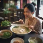 Pregnant Woman Eating Pho