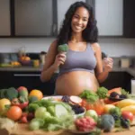 Pregnant Woman Enjoying a Healthy Meal