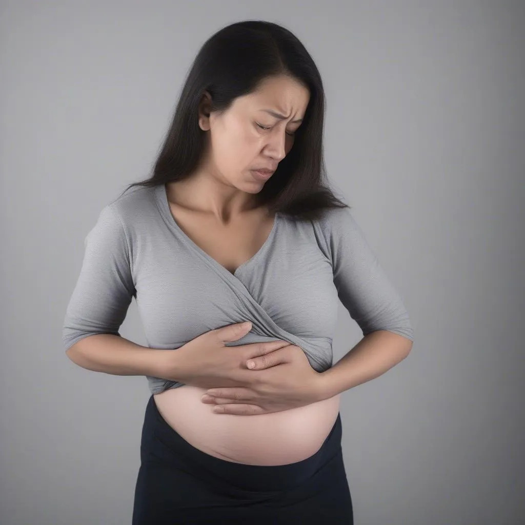 Pregnant woman experiencing nausea.