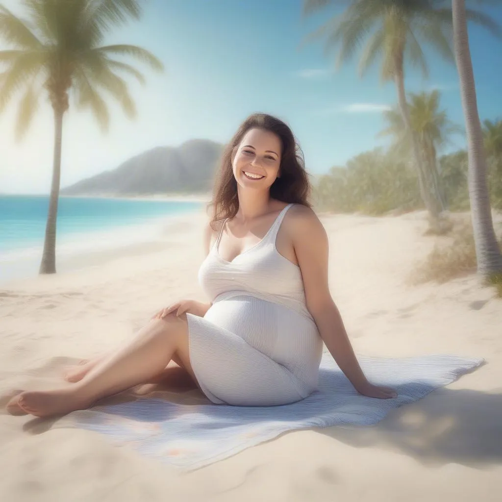 Relaxed pregnant woman on a beach