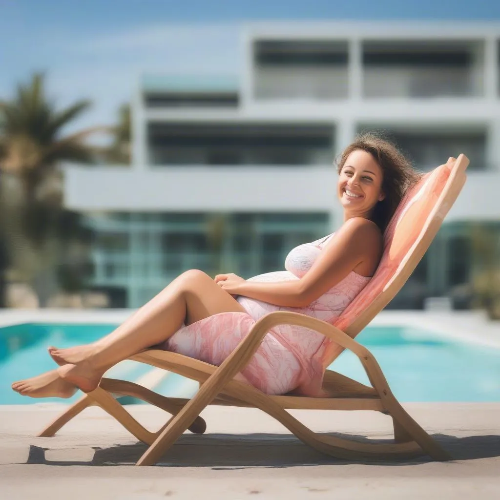 Pregnant woman relaxing on vacation