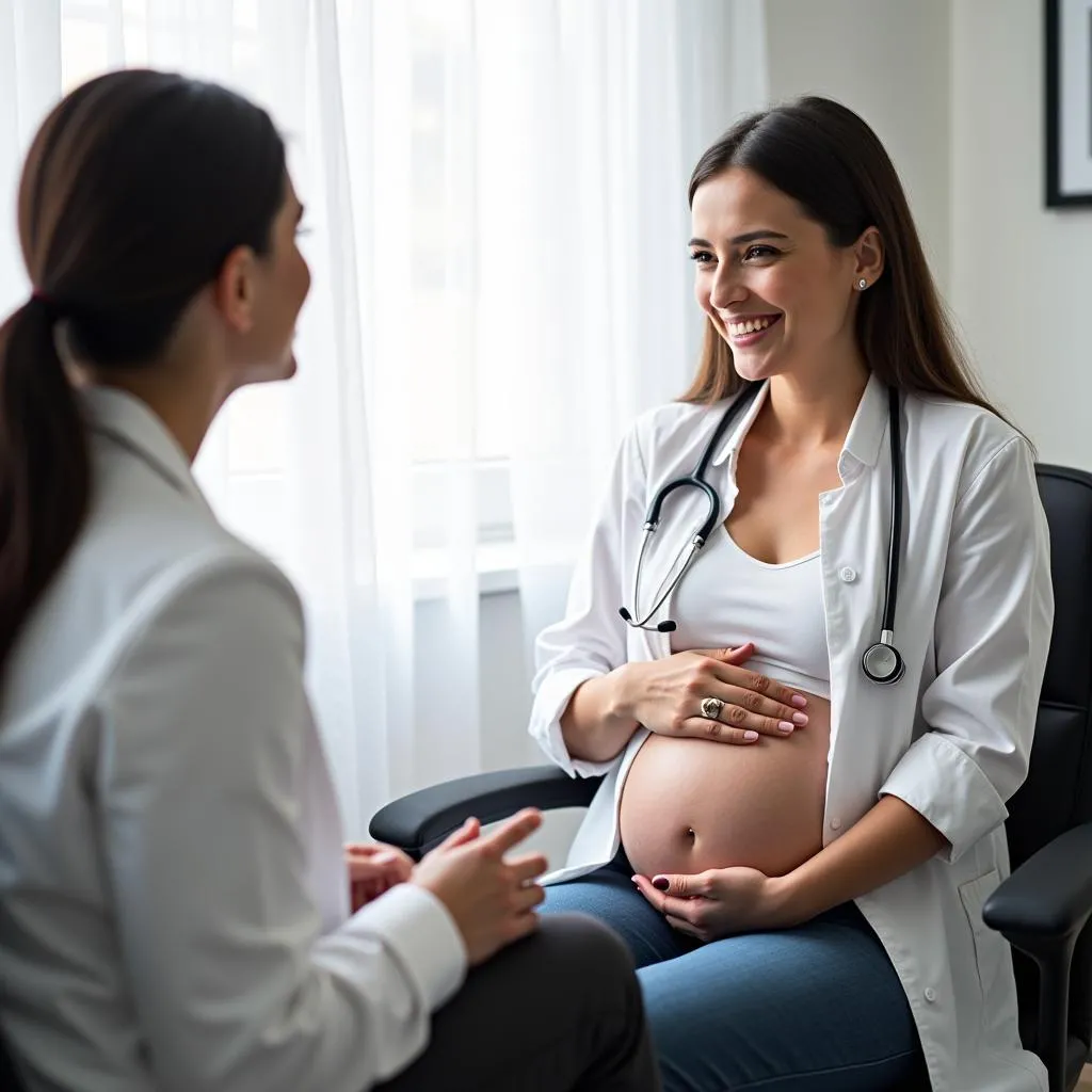 Pregnant Woman Discussing Health with Her Doctor