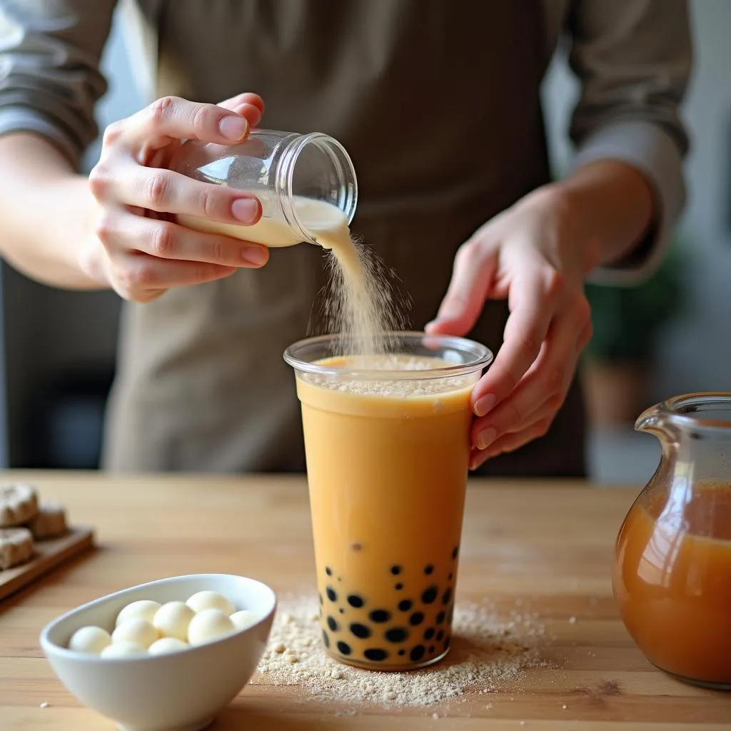 Preparing Boba Tea with Powder