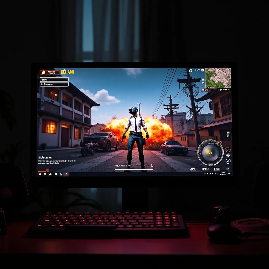 PUBG Mobile emulator on a computer screen in Hanoi